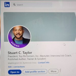 A person is shown on the linkedin page.